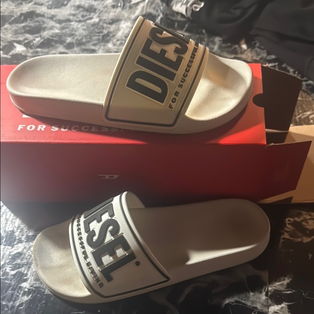 Diesel Men's White Slides